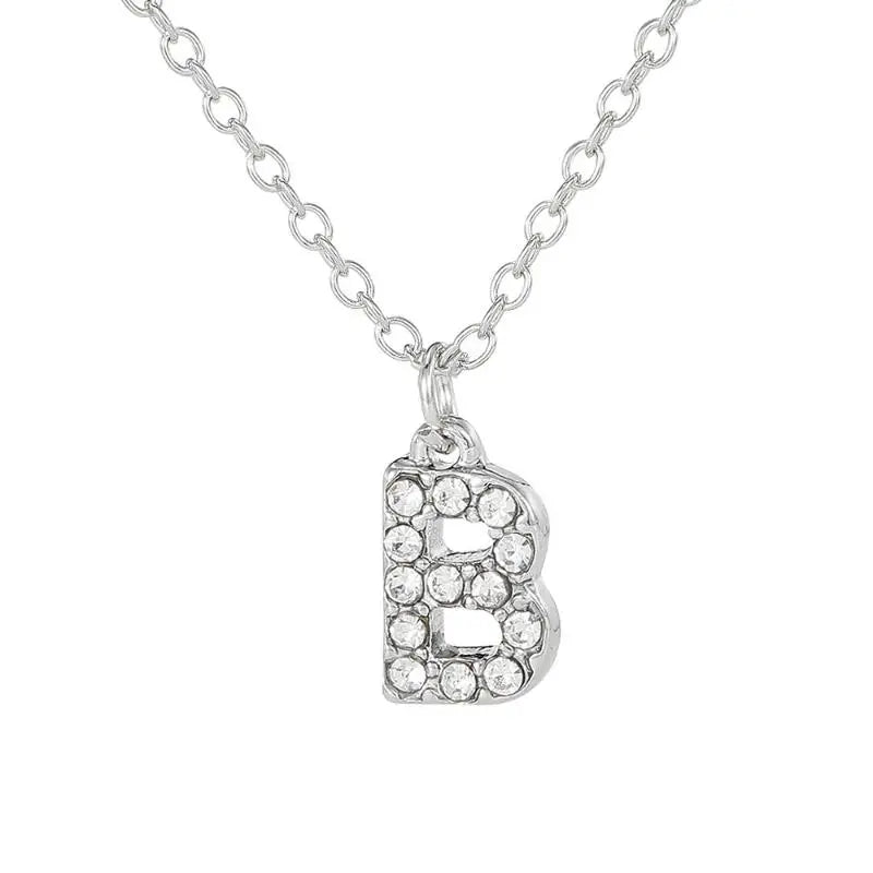 Fashion Shining A-Z Letter Pendant Charm Necklace 26 Initial Alphabet Name Clavicle Chain Party Jewelry Gift