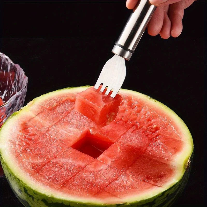 Stainless Steel Watermelon Cutting Tool Multi Functional Fork Cutting Splitter Block Cutting Watermelon Tool Fruit Fork