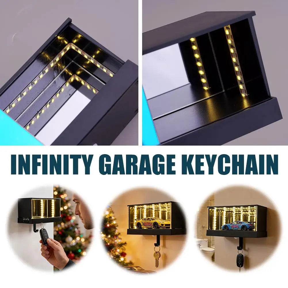 Garage Keychain,Car Luminous Unlimited Garage Key Storage Wall Mount Key Organizer With Infinity LED Hook Creative Home Decor