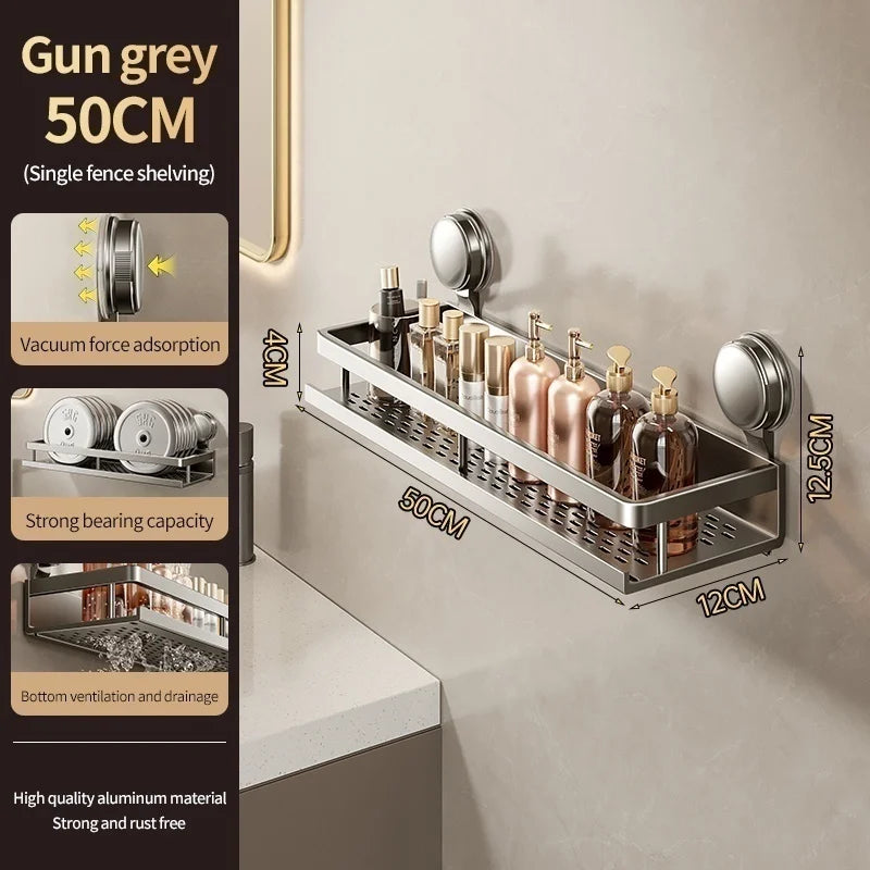 No-Drill Suction Cup storage rack Perforation-free bathroom washstand mounted wall white storage rack Kitchen storage