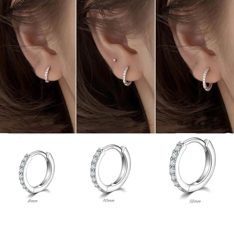 925 Sterling Silver Gold Plated Small Zirconia Huggie Hoop Earrings For Women Girls Gift Wedding Engagement Party Ear Buckle