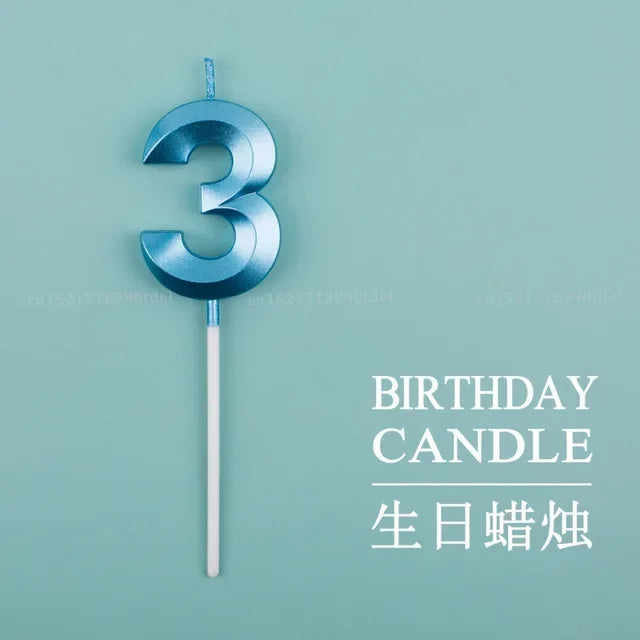 Vibrant Blue Pink Green 1pcs 0-9 Number Candles Decor for Kids Happy Birthday Event Anniversatires &Parties Decoration DIY