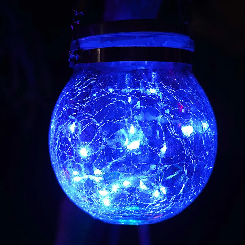 Solar Outdoor Lights Set: Garden Crack/Hanging Bottle Lights Xmas Mason Decor