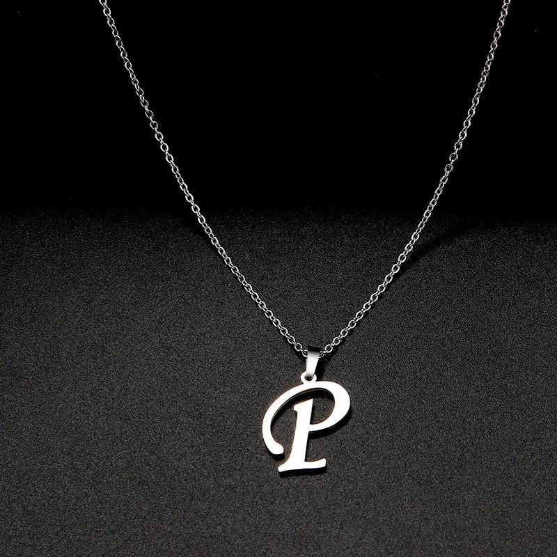 316L Stainless Steel Necklace A To Z 26 Letters Initial Minimalist Necklaces For Women Big Alphabet Pendant Gifts Jewelry gift