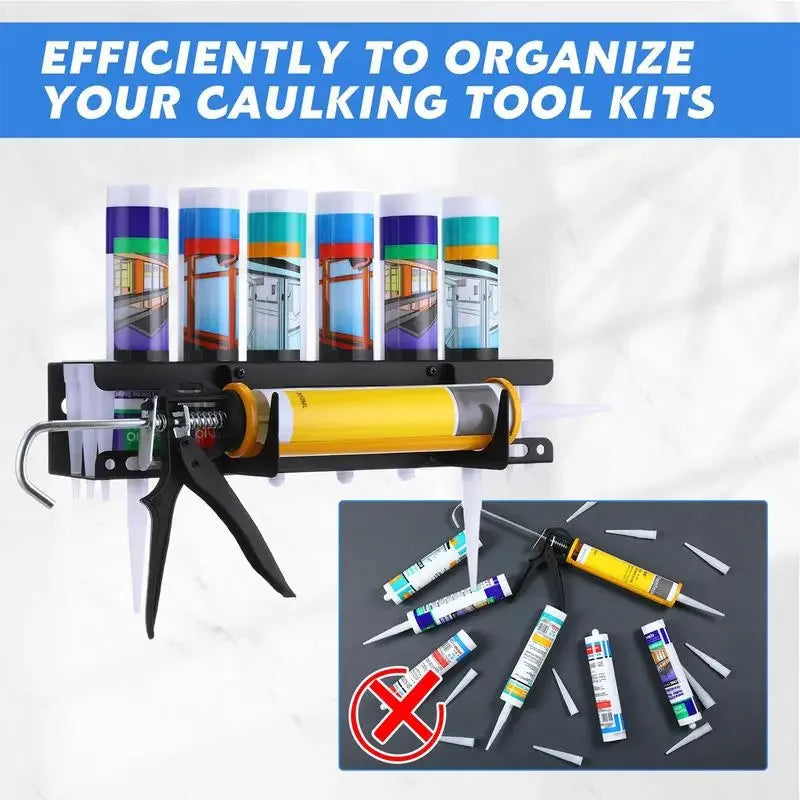 Caulking Tube Rack Grease Tube Rack Wall Mounted Sealant Organizer Tube Storage Caulking Tool Organizer Holds 6 Tubes
