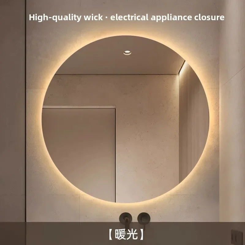 Mirror Round Mirror Wall-mounted Smart Bathroom Mirror LED Touch Screen High Definition Anti-fog Luminous Wall-mounted