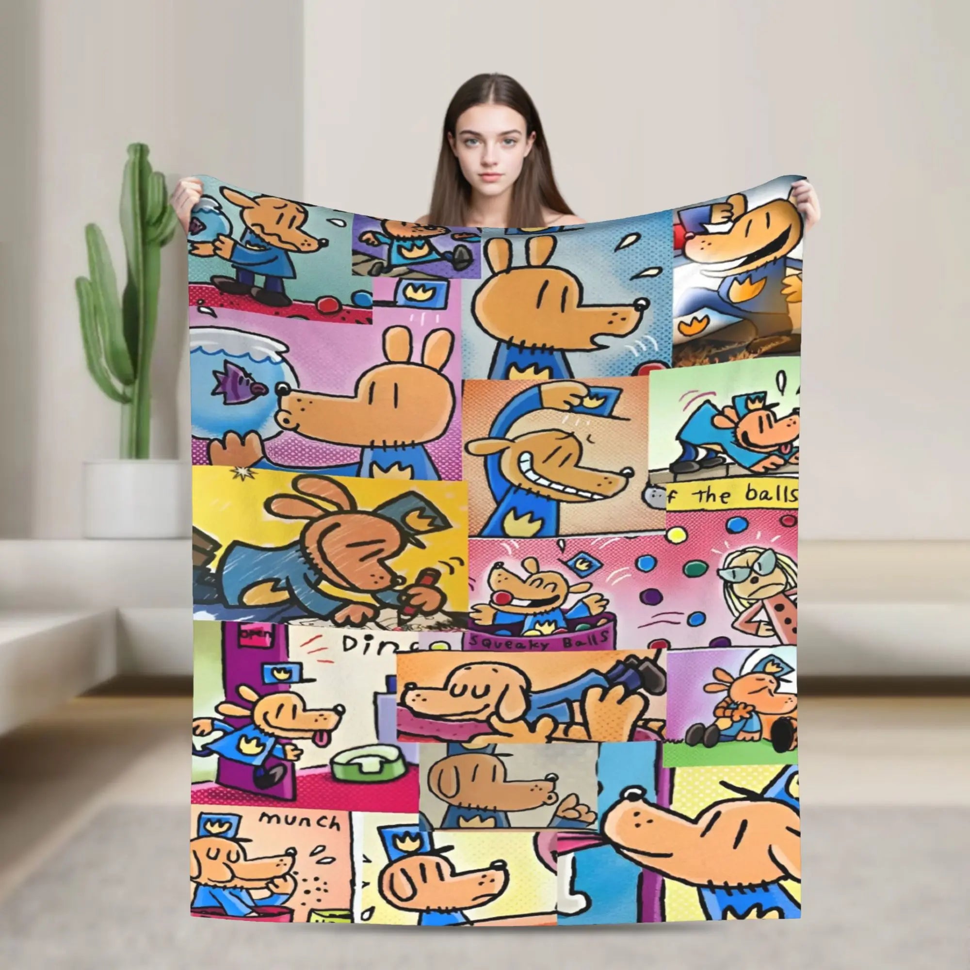 Dog Man Dogman Movie Comic Blanket Cartoon Flannel Vintage Warm Throw Blanket for Coverlet Spring/Autumn