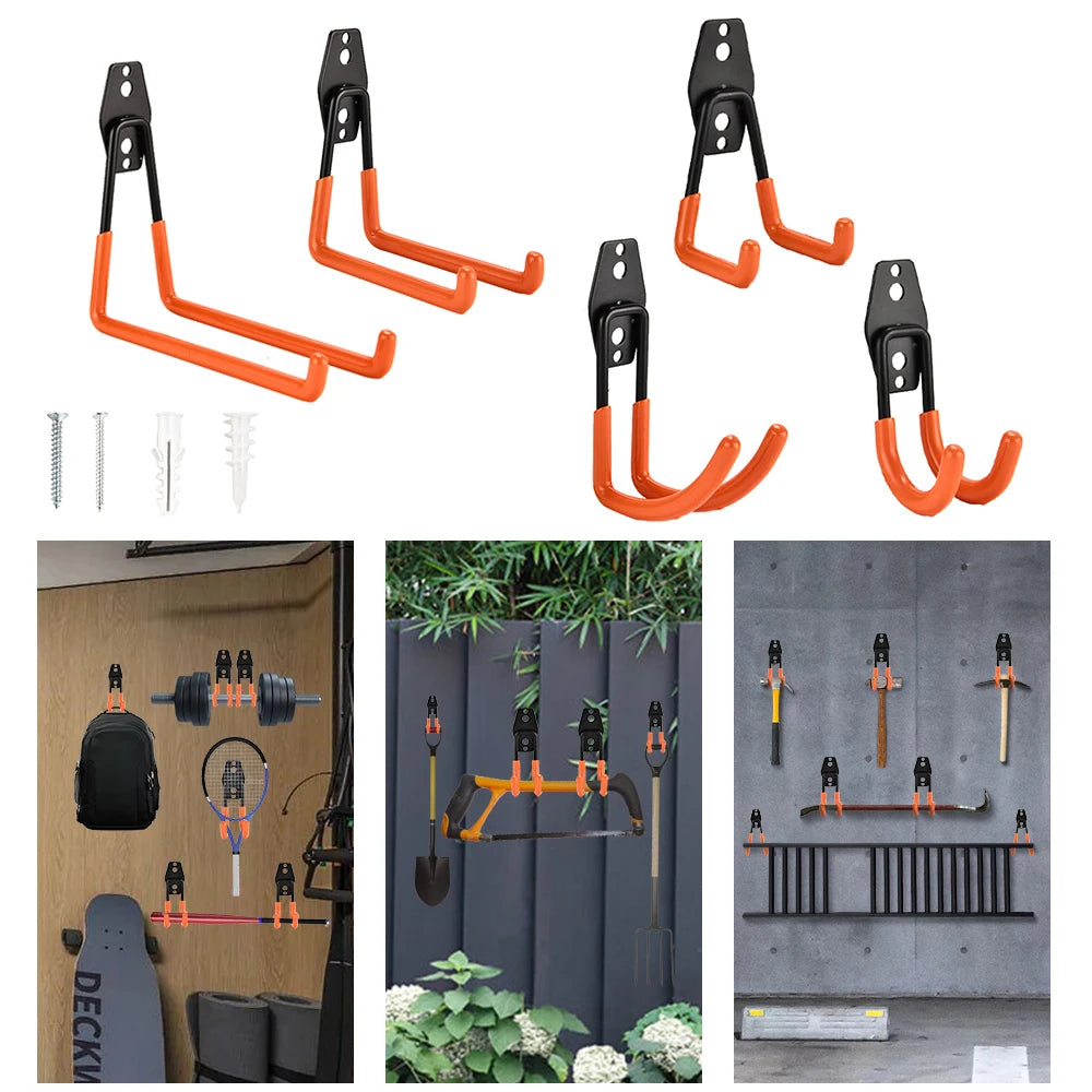 Heavy Duty Metal Hook Garage Organizer Wall Mount Bicycle Hanger Hooks Wall Mount Anti-slip Storage Hook For Ladders Garden Tool