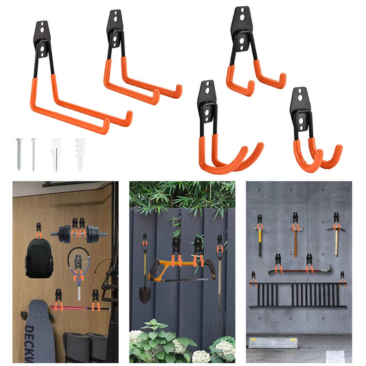 Heavy Duty Metal Hook Garage Organizer Wall Mount Bicycle Hanger Hooks Wall Mount Anti-slip Storage Hook For Ladders Garden Tool