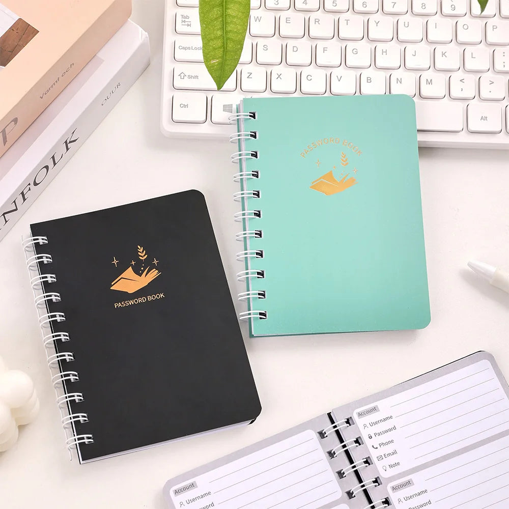 65 sheets Simple Coil Password Book With A-Z Stickers Advanced Address Password Manager Quick Access Username Password Storage