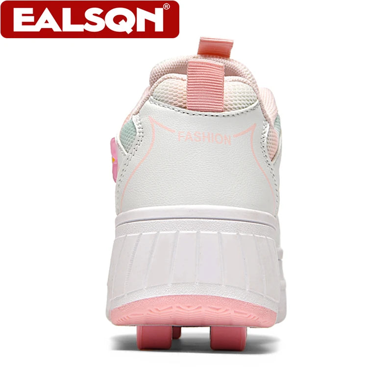 Roller Skates Kids Four Wheels With Sneakers for Girls' Detachable Roller Shoes Breathable Fashin Children Walking Shoes