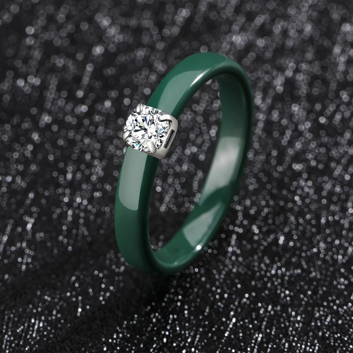 Classic Promise Ring for Women Ceramic Wedding Band 3mm Thin Minimalist Colorful Engagement Rings in Pink Green White Black