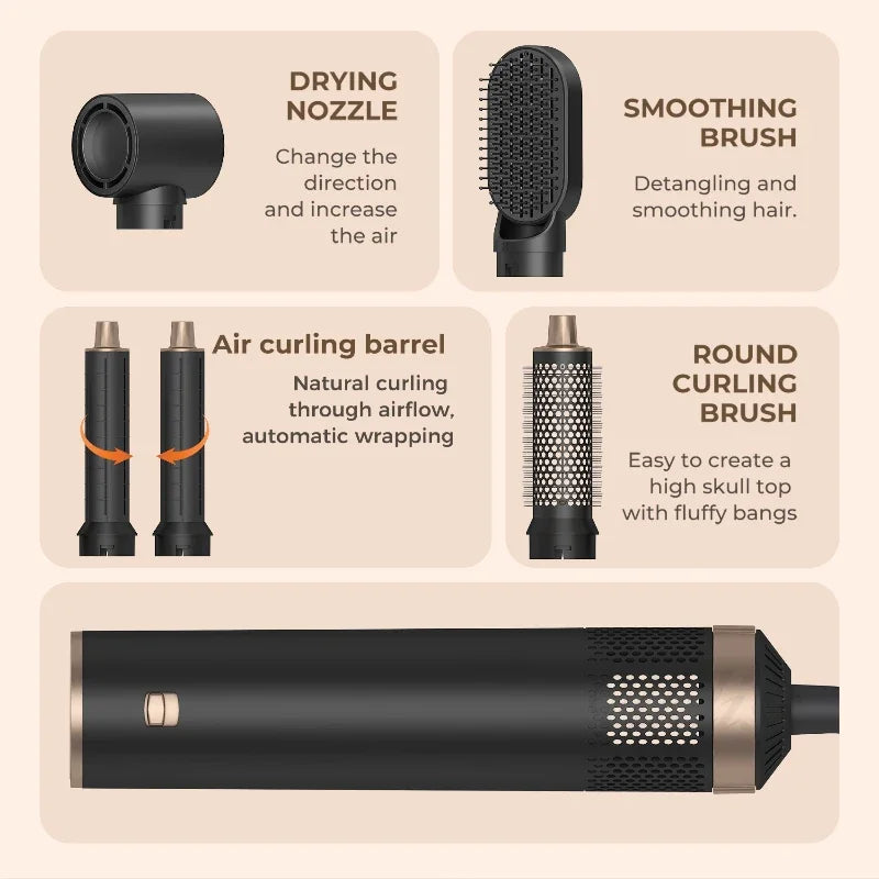 Hot Air Brush Styler - 5-in-1 1000W Ionic