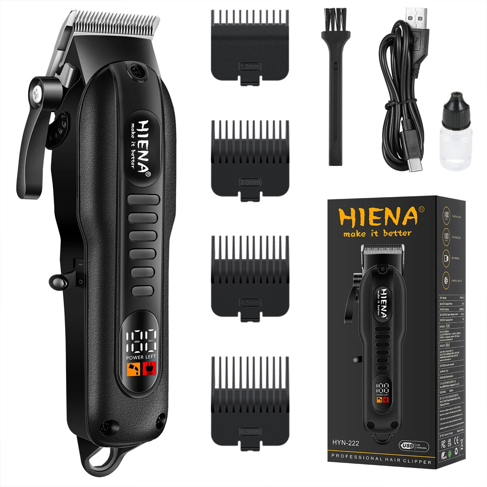 Professional Hair Clipper - Steel Blade Washable