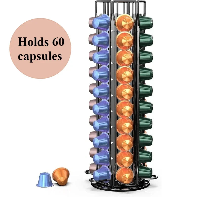 60 Pods Coffee Capsule Holder Black Gold Silver for 60 Nespresso Coffee Capsules Capsule Dispenser Capsule Holder Pod Stand