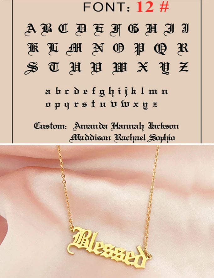 Custom Name Necklace Personalized Golden Choker Stainless Steel Necklaces For Women Man Customized Jewelry Couple Gift