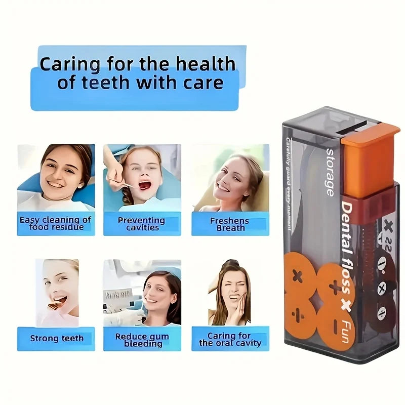 Portable Floss Dispenser Includes 10Pcs Floss Automatic Ejectable Floss Organiser Oral Care Press-on Disposable Flossing Sticks