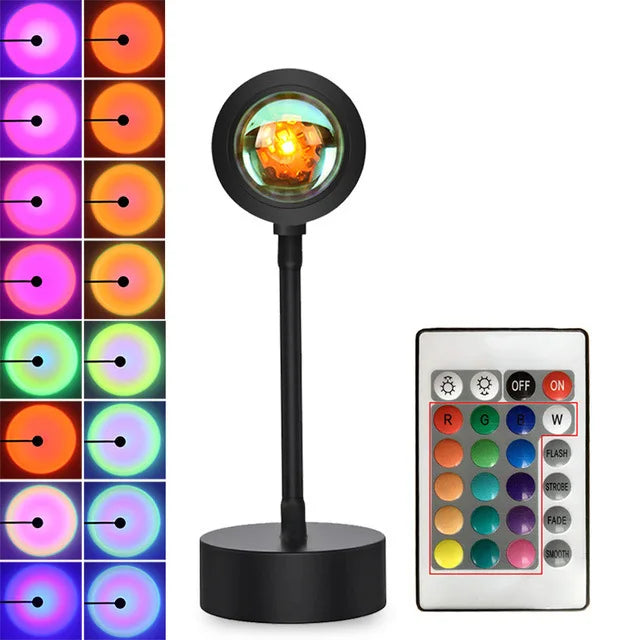 Sunset Lamp Projection Led Lights with Remote 16 Colors Night Light 360° Rotation Rainbow Lights 4 Modes Setting for Photograph