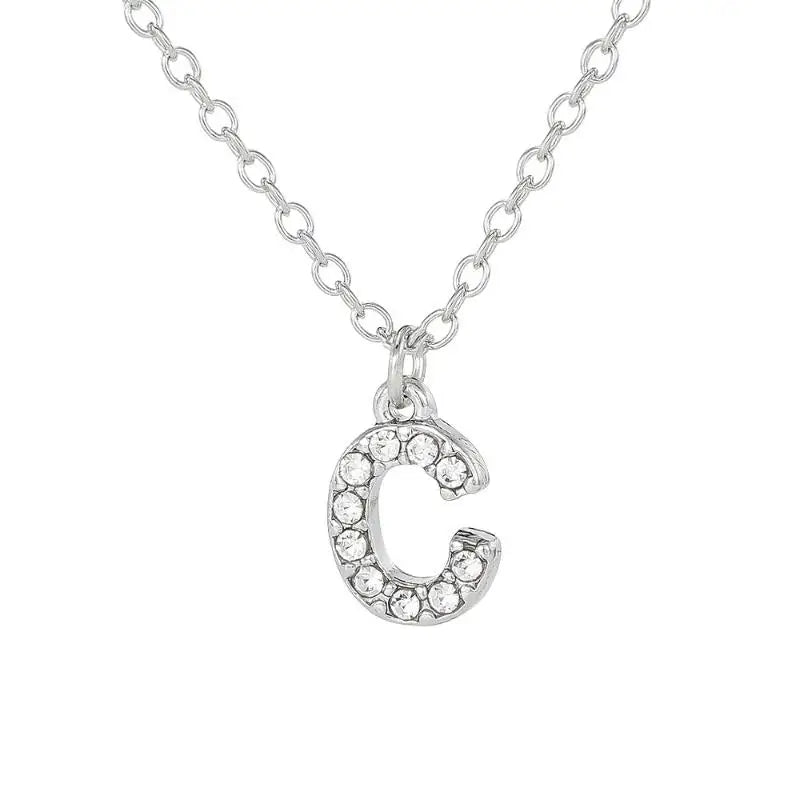 Fashion Shining A-Z Letter Pendant Charm Necklace 26 Initial Alphabet Name Clavicle Chain Party Jewelry Gift