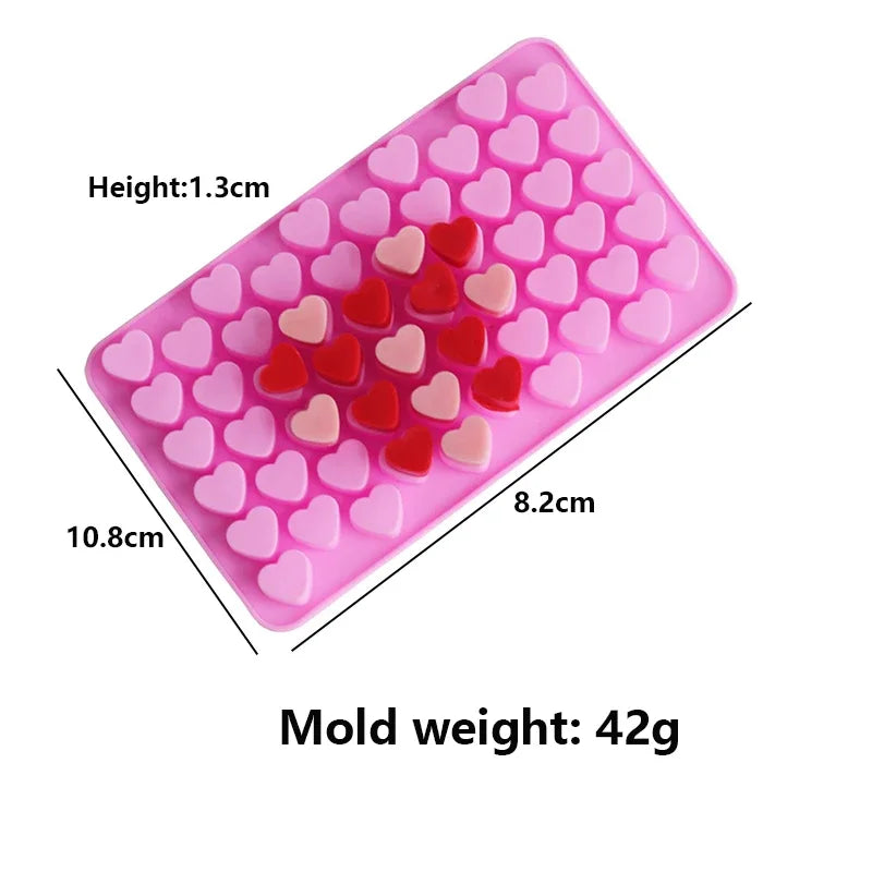 55 Compartment Heart Shape Silicone Candle Mold DIY Small Love Cake Chocolate Baking Mould Ice Tray Food Safe Kitchen Supplies