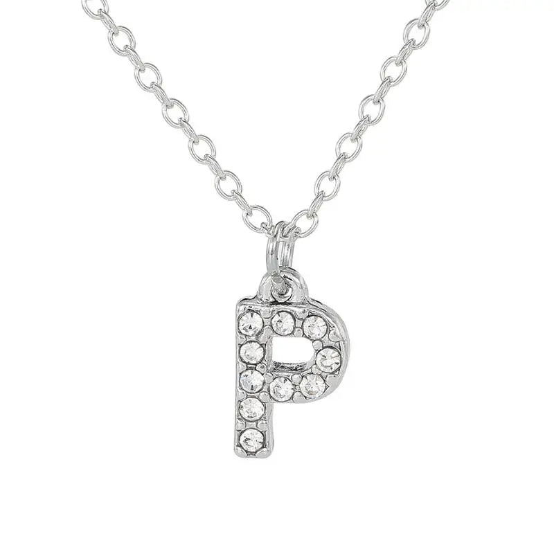 Fashion Shining A-Z Letter Pendant Charm Necklace 26 Initial Alphabet Name Clavicle Chain Party Jewelry Gift