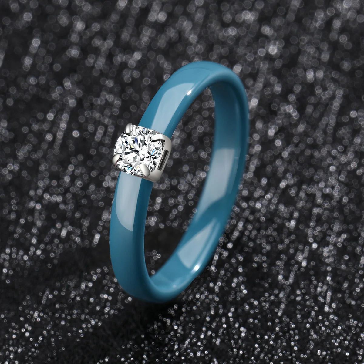 Classic Promise Ring for Women Ceramic Wedding Band 3mm Thin Minimalist Colorful Engagement Rings in Pink Green White Black