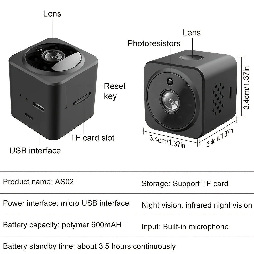 Wireless Wi-Fi Security Camera with 1080P HD Night Vision & Motion Detection  Indoor/Outdoor Security Protection Mini Camera