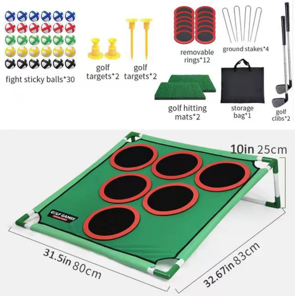 Golf Game Play Set Golf Chipping Game Cornhole Game with Balls Portable Putting Mat Putter Indoor Outdoor Putter Target Golfers