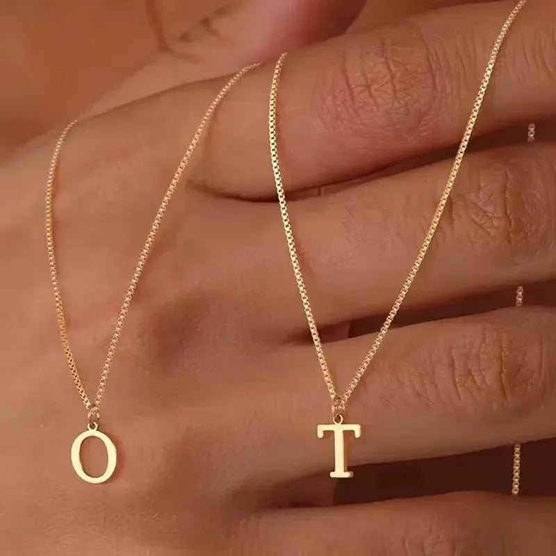 A-Z Initial Necklace 18K Gold Plated Necklace Cute Letter Stainless Steel Necklace for Women