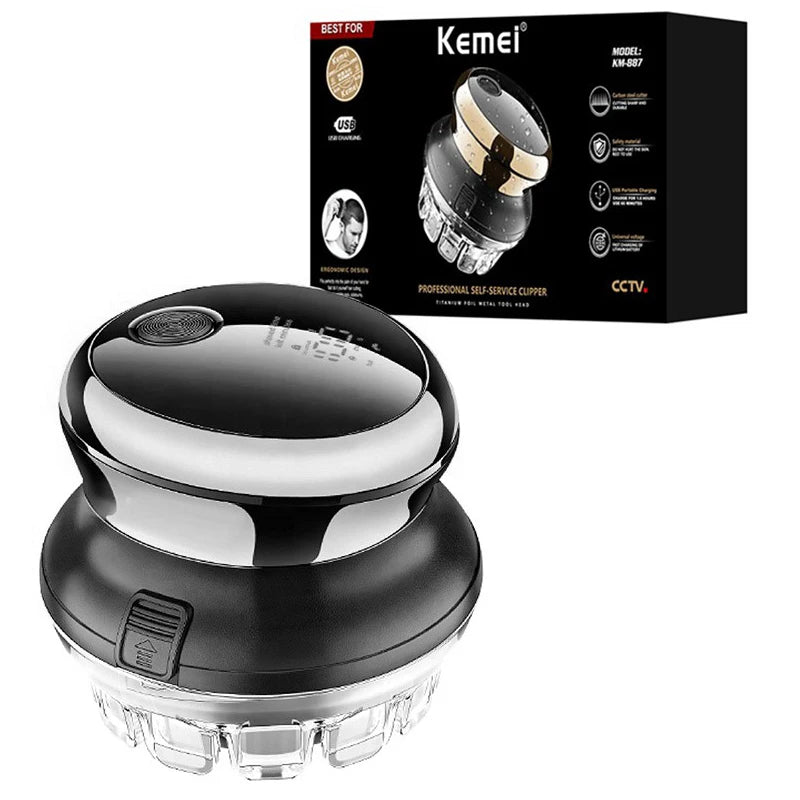 Kemei 887 UFO Rotary Hair Trimmer – Self-Haircut Kit, Washable & Rechargeable for Men
