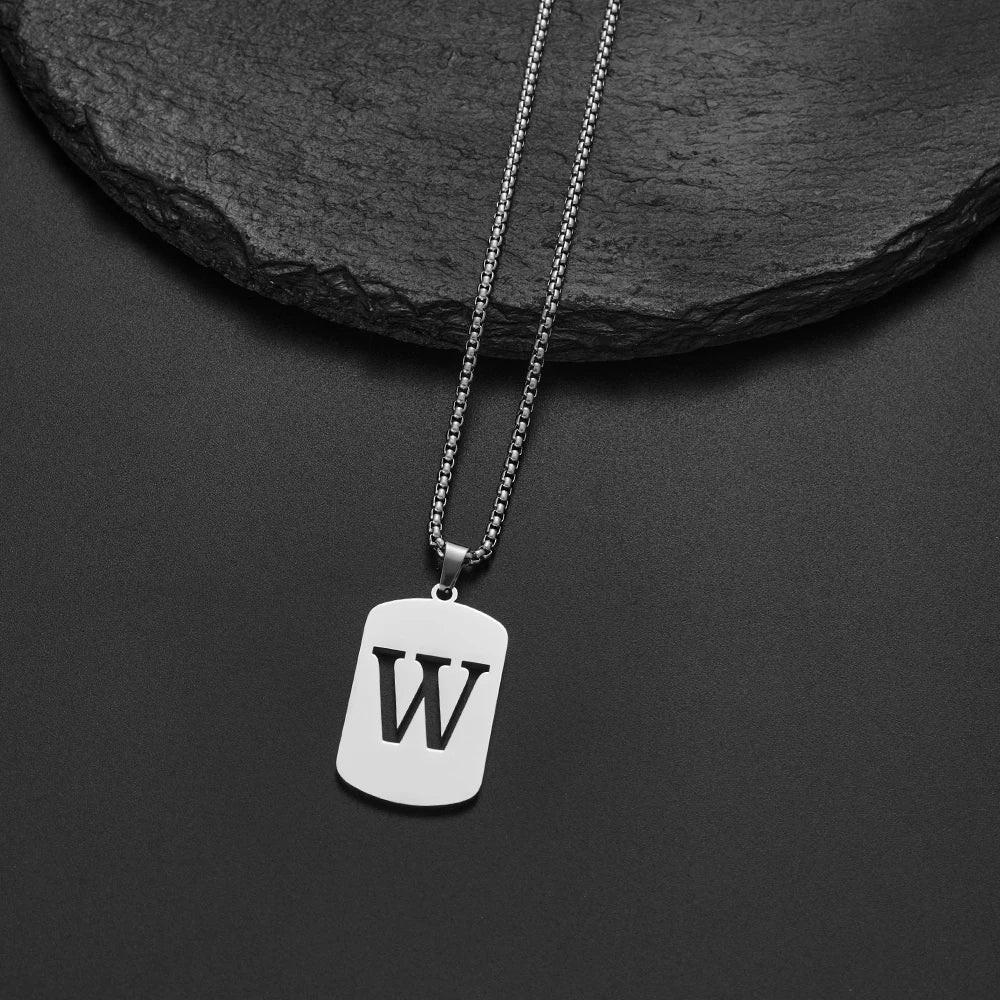 Delicate Initial Name Letters Charm Pendant Necklace For Men Alphabet A-Z Stainless Steel Jewelry Women 2024 Collar Hombre