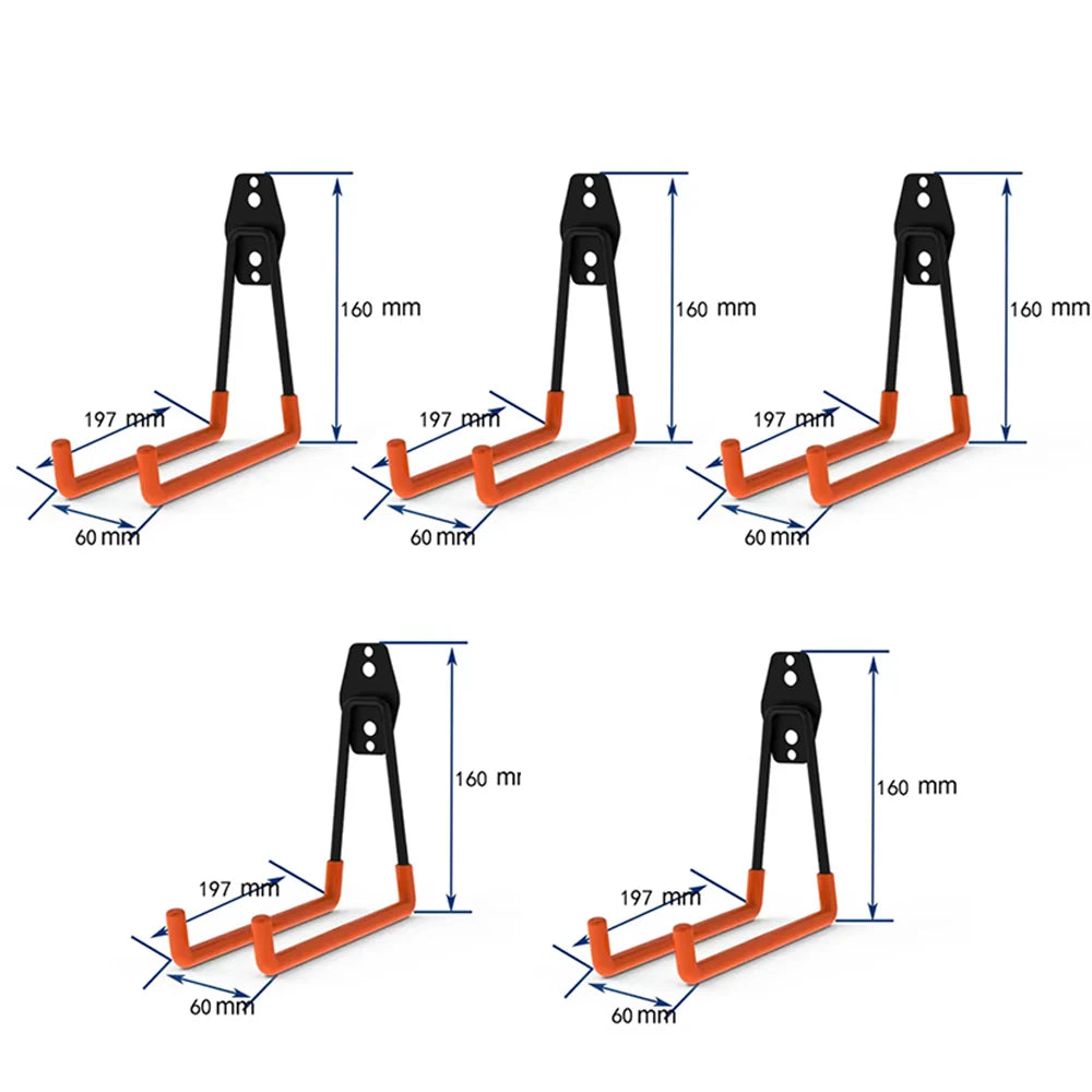 Heavy Duty Metal Hook Garage Organizer Wall Mount Bicycle Hanger Hooks Wall Mount Anti-slip Storage Hook For Ladders Garden Tool