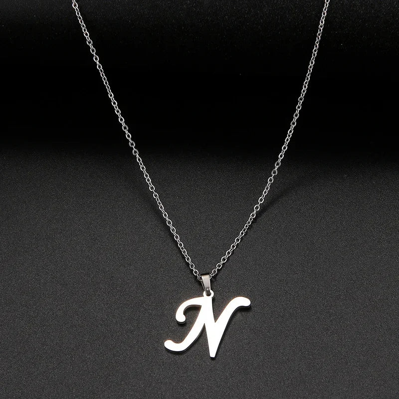 316L Stainless Steel Necklace A To Z 26 Letters Initial Minimalist Necklaces For Women Big Alphabet Pendant Gifts Jewelry gift