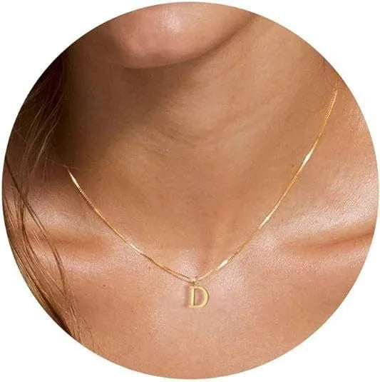 A-Z Initial Necklace 18K Gold Plated Necklace Cute Letter Stainless Steel Necklace for Women