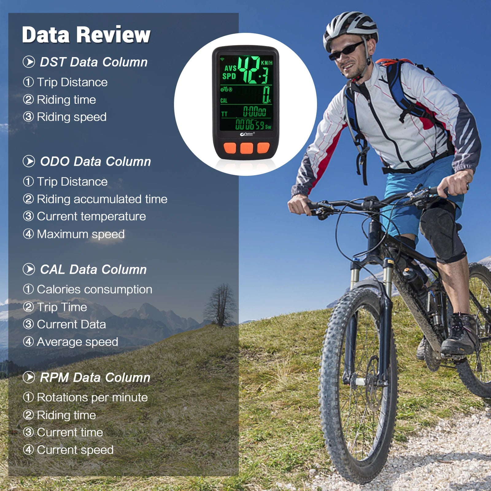 Bicycle Cycle Computer Wireless Digital Bike Speedometer Odometer with Rechargeable Battery Backlight Bike Stopwatch