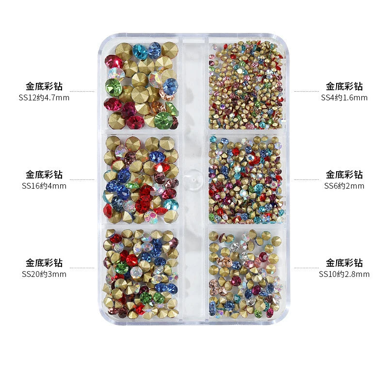 Nail Art Rhinestones Kit 2400pcs Nail Gems Ab Flatback Rhinestones Gems Stones with Storage Organizer for Design Bright Holiday