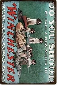 Hunting Sign Vintage Metal Sign Wooden House Wall Decor for Hunter Man Cave Gift Pistola  Metal Decorative 8 * 12 Inch