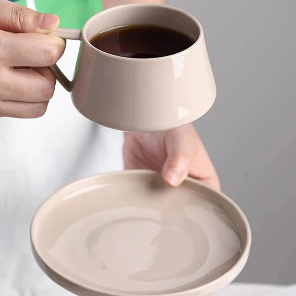 1pc 320ml simple ceramic coffee cup and saucer exquisite instant cup mug saucer for office afternoon tea