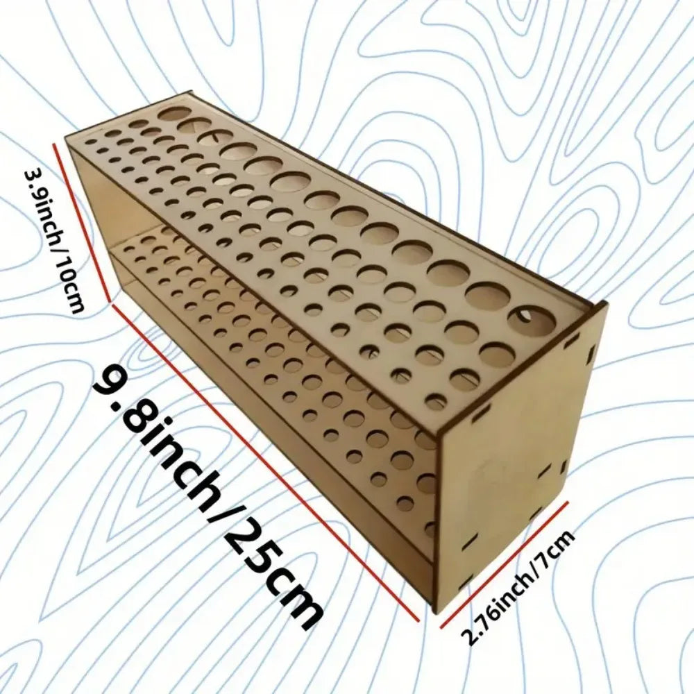 Wooden Brush Holder 67-Slot Premium Double-layer Durable Artist Desk Organizer Pencil Paint Brushes Storage Art Craft