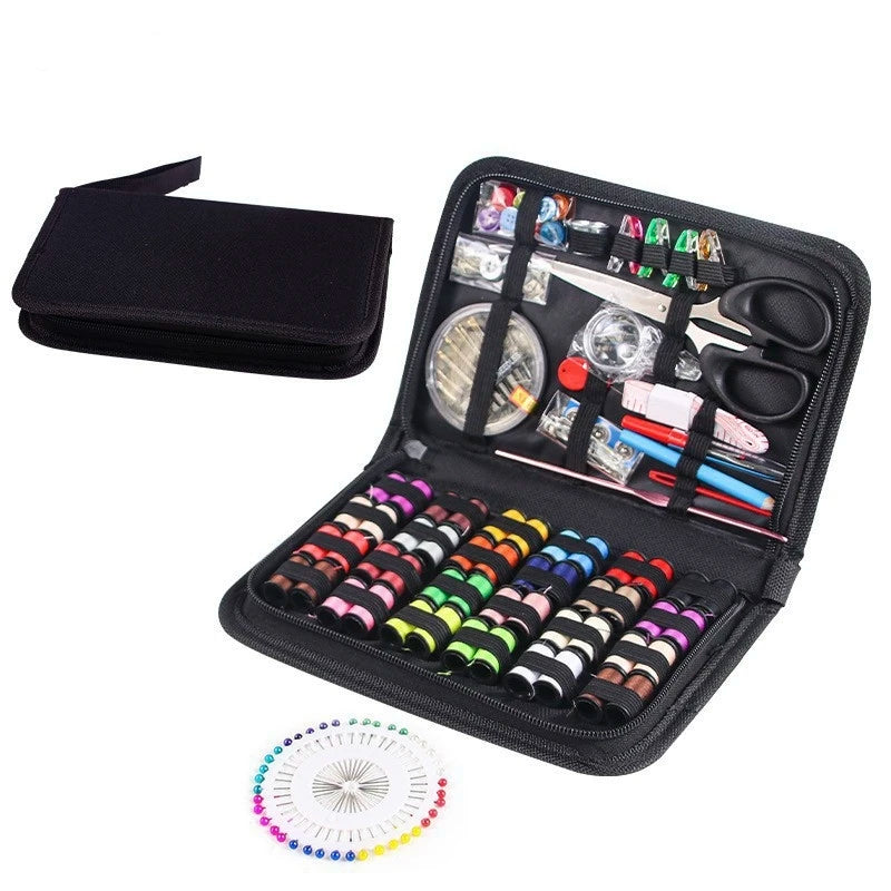 172/27pcs/set Sewing Kit with Threads Needles Scissors Tape Measure Buttons Storage Bag Portable Travel Sewing Box Tools