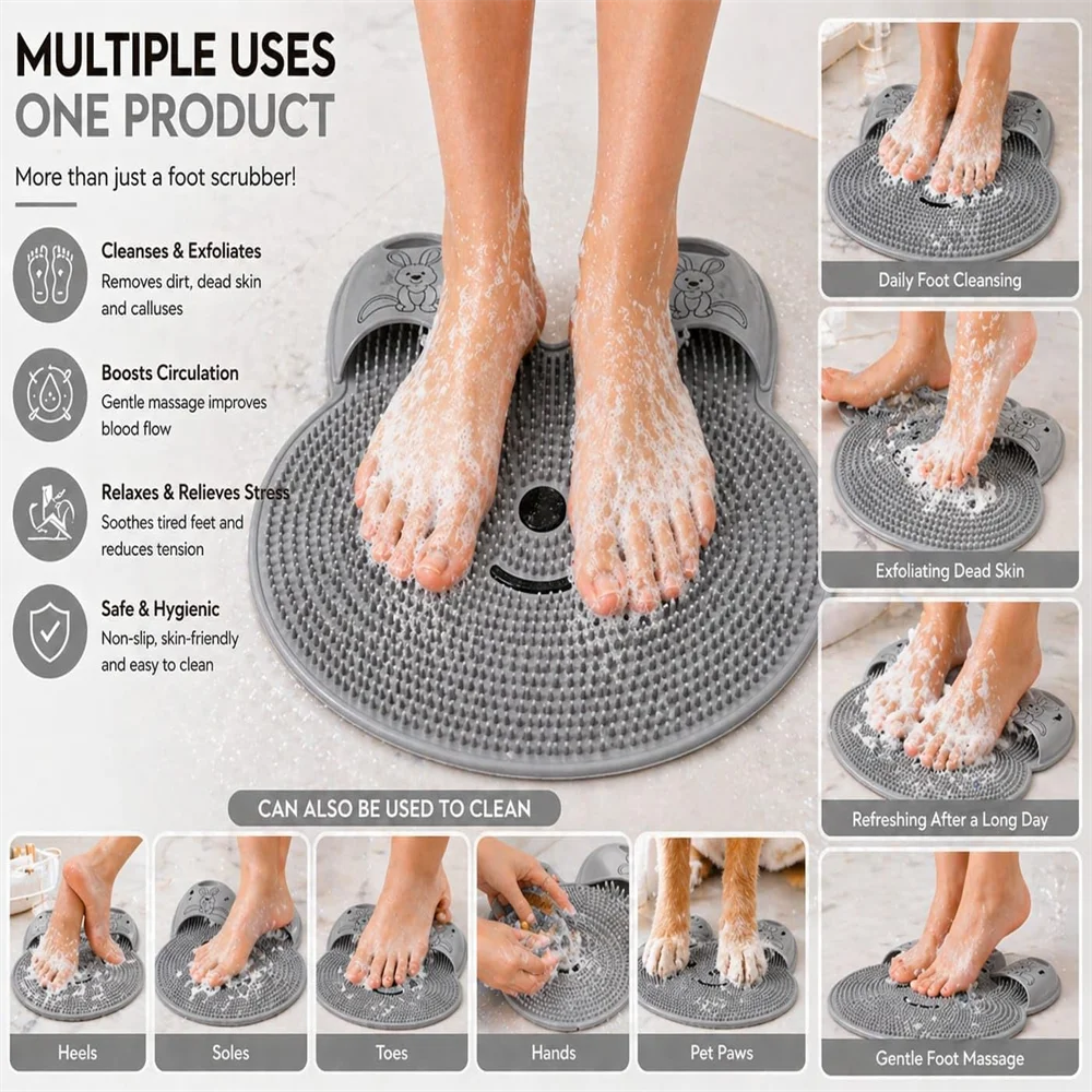 Non-Slip Massage Bath Mat Combines Foot Sole Massage, Exfoliation, And Back Scrubbing, Suitable for Bathtub And Shower Floors