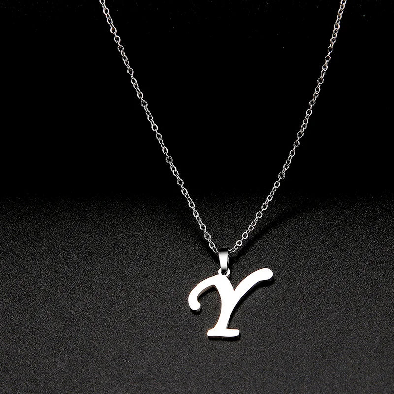316L Stainless Steel Necklace A To Z 26 Letters Initial Minimalist Necklaces For Women Big Alphabet Pendant Gifts Jewelry gift