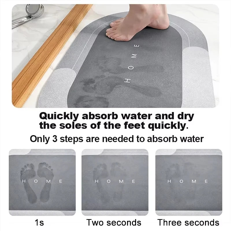 Bathroom Bath Mat Absorbent Anti-slip Diatom Ooze Bath Mats Quick Drying Bath Shower Rug Kitchen Entrance Door Mat Home Floormat