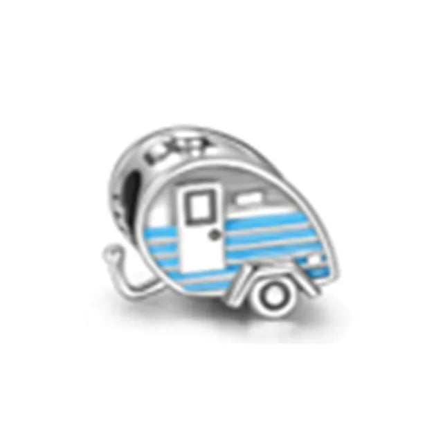 Hot Sale 925 Silver Plane Passport Donut Speedboat Motorbike TV Charm Bead Diy Fit Original Pandent Charms Bracelet Jewelry