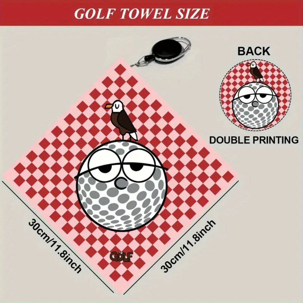 2 counts New High Quality Golf Towels Fashionable and Double Sided Print Telescopic Hook Quick Drying Super Absorbent Soft Fast