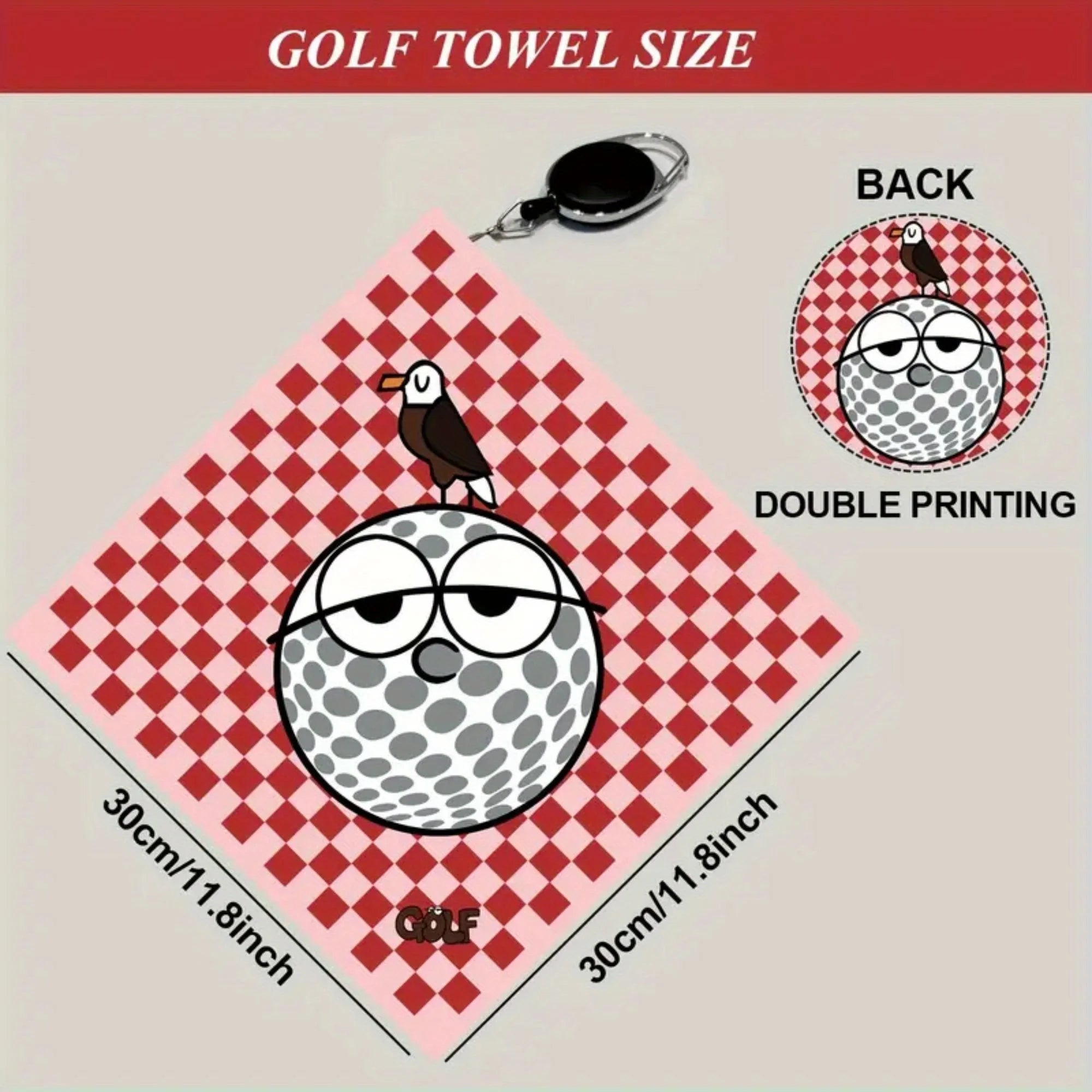 2 counts New High Quality Golf Towels Fashionable and Double Sided Print Telescopic Hook Quick Drying Super Absorbent Soft Fast