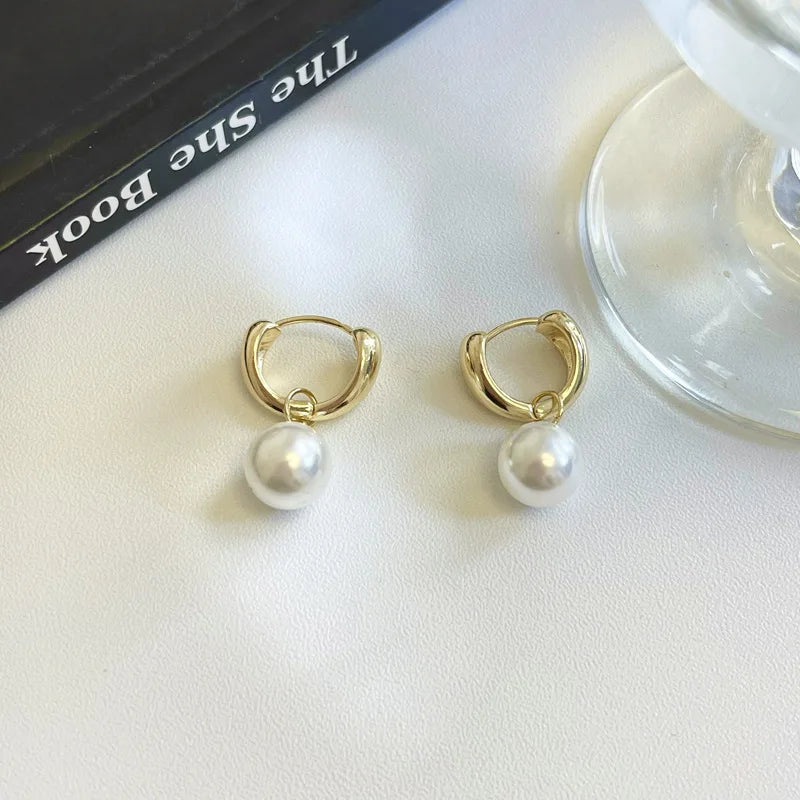 Imitation Pearl Earrings for Women Trendy Detachable Drop Earring French Elegant Geometric Jewelry Female Party Accessories