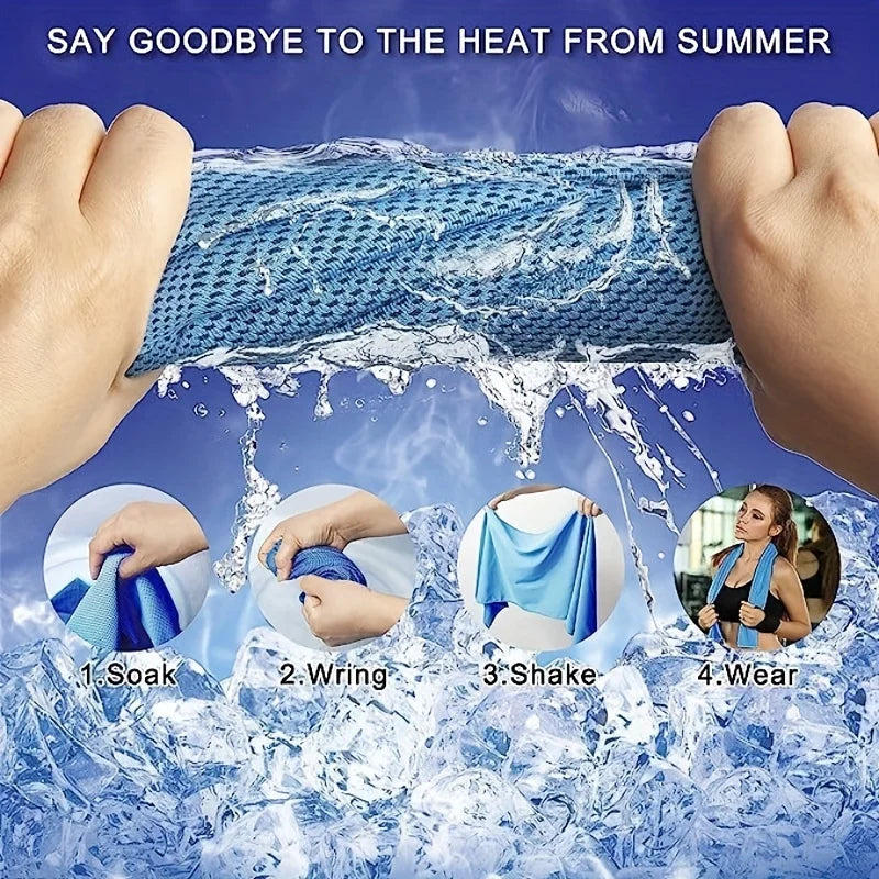 4pcs Cooling Towels (35.4 * 11.8 Inches), Soft Breathable Sports Towel For Outdoor, Gym, Yoga, Exercise, Camping, Fitness, Runni