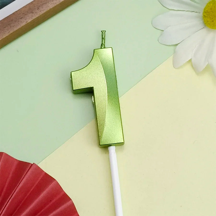 Vibrant Blue Pink Green 1pcs 0-9 Number Candles Decor for Kids Happy Birthday Event Anniversatires &Parties Decoration DIY