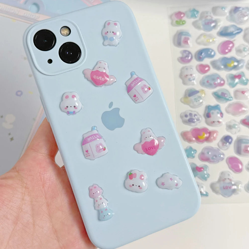 1pc Cartoon-Themed 3D Embossed Diamond Stickers, PVC Craft Decals for Scrapbooking & Stationery Decoration - Perfect for DIY Pro
